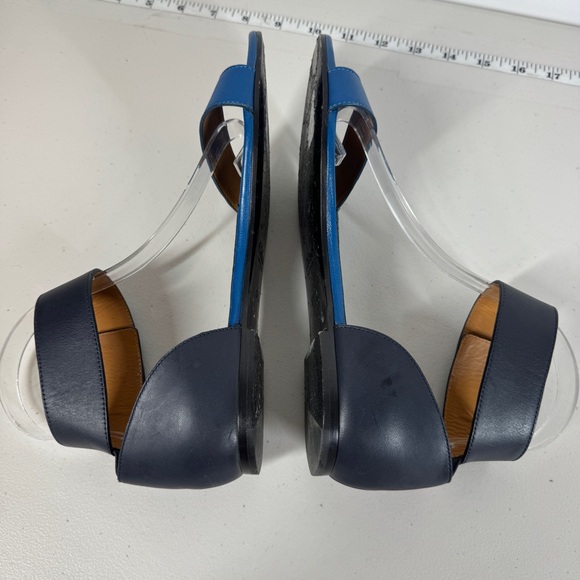 Chloé Gala Two Tone Blue Leather Ankle Strap Sandals Size 37.5 Classic Summer - Picture 10 of 16
